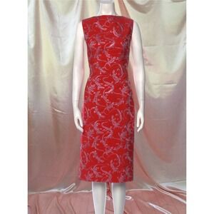 Brandon Maxwell Sleeveless Jacquard Sheath Dress Red US 10